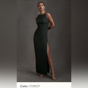 BHLDN Marta Crepe Dress Color Forest Size 2